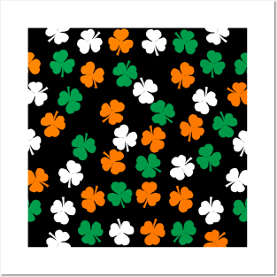 Green White Orange Shamrock Pattern Posters and Art